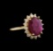 GIA Cert 5.56 ctw Ruby and Diamond Ring - 14KT Yellow Gold