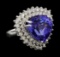 12.81 ctw Tanzanite and Diamond Ring - 14KT White Gold