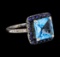 4.05 ctw Blue Topaz, Sapphire, and Diamond Ring - 14KT White Gold