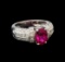 14KT White Gold GIA Certified 2.35 ctw Tourmaline and Diamond Ring