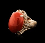 14KT Rose Gold 20.93 ctw Coral and Diamond Ring