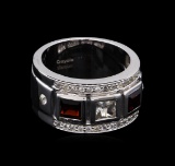 0.54 ctw Garnet and White Sapphire Ring - .925 Silver