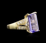 4.95 ctw Tanzanite and Diamond Ring - 14KT Yellow Gold