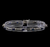 3.50 ctw Sapphire and Diamond Bracelet - 14KT White Gold