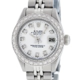 Rolex Ladies Stainless Steel White Diamond 26MM Datejust Wristwatch