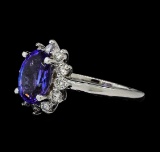 2.63 ctw Tanzanite and Diamond Ring - 14KT White Gold