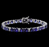 18.00 ctw Blue Sapphire Bracelet - 14KT White Gold