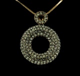 Pave Crystal Open Circle Pendant - Gold Plated