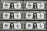 Lot of (6) Consecutive 1923 $1 Silver Certificate Notes Uncirculated