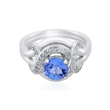 14KT White Gold 1.12 ctw Tanzanite and Diamond Ring