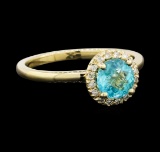 0.82 ctw Apatite and Diamond Ring - 14KT Yellow Gold