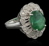 5.48 ctw Emerald and Diamond Ring - 14KT White Gold