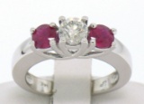 14k White Gold 3 Stone Engagement Ring