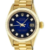 Rolex Ladies 18K Yellow Gold Blue Vignette Diamond Datejust President Wristwatch