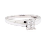 0.25 ctw Diamond Solitaire Motif Ring - 14KT White Gold