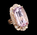 31.26 ctw Kunzite and Diamond Ring - 14KT Rose Gold