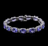 14KT White Gold 27.90 ctw Tanzanite and Diamond Bracelet