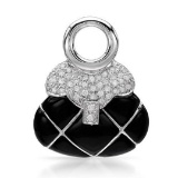 14k White Gold 0.43CTW Onyx and Diamond Pendant, (I1-I2/Black/H-I)