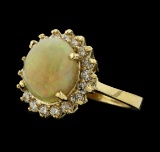 2.82 ctw Opal and Diamond Ring - 14KT Yellow Gold