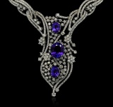 GIA Cert 19.61 ctw Tanzanite and Diamond Suite - 14KT White Gold