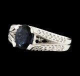 1.61 ctw Sapphire and Diamond Ring - 14KT White Gold