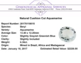 6.36 ct.Natural Cushion Cut Aquamarine