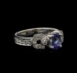 0.82 ctw Tanzanite and Diamond Ring - 14KT White Gold