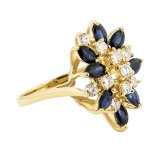 1.20 ctw Sapphire and Diamond Ring - 14KT Yellow Gold