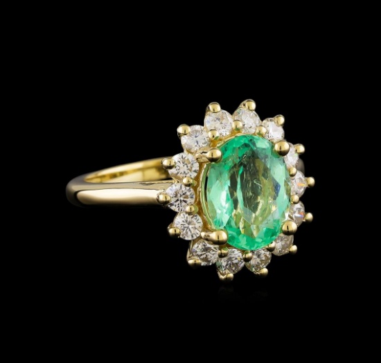 2.31 ctw Emerald and Diamond Ring - 14KT Yellow Gold