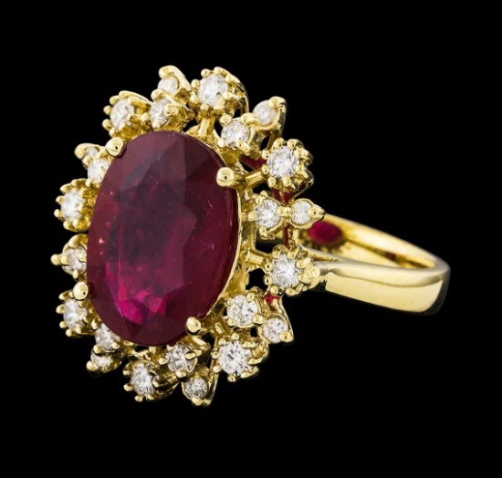 4.97 ctw Ruby and Diamond Ring - 14KT Yellow Gold