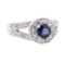 1.74 ctw Sapphire And Diamond Ring - 14KT White Gold