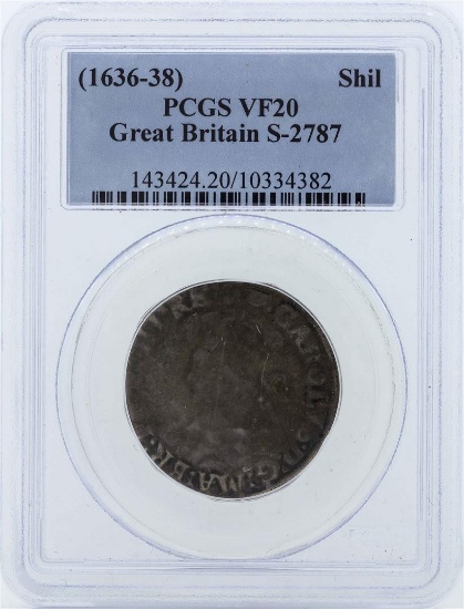 1636-38 Great Britain Shilling Coin PCGS VF20