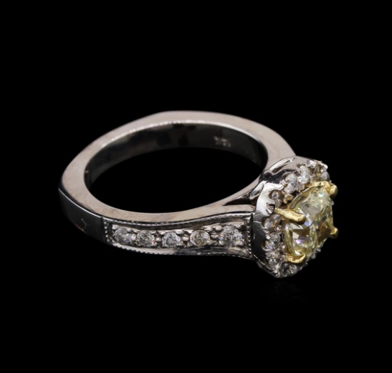 1.71 ctw Light Yellow Diamond Ring - 14KT White Gold