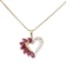 0.40 ctw Ruby and Diamond Heart Shaped Pendant with Chain - 14KT Yellow Gold