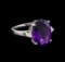 4.76 ctw Amethyst and Diamond Ring - 14KT White Gold