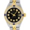 Rolex Ladies 2 Tone Black Diamond & Sapphire Datejust Wristwatch