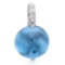 14k White Gold  2.80CTW Blue Topaz and Diamond Pendant