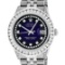 Rolex Mens Stainless Steel Blue Vignette Diamond Datejust Wristwatch With Watch