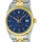 Rolex Mens 2 Tone 14K Blue Index 36MM Datejust Wristwatch