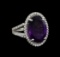 8.32 ctw Amethyst and Diamond Ring - 14KT White Gold
