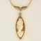 14k Yellow Gold Marquise Carved Shell Cameo Fish Collier Choker Necklace
