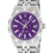 Rolex Mens Stainless Steel 36MM Purple Index Pyramid Diamond Datejust Wristwatch