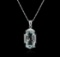 14KT White Gold 13.00 ctw Aquamarine and Diamond Pendant With Chain