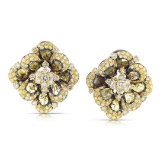 18k Two Tone Gold  6.95CTW Diamond and Sliced Dia Earrings