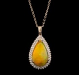 25.06 ctw Opal and Diamond Pendant With Chain - 14KT Rose Gold