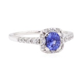 1.09 ctw Sapphire And Diamond Ring - 14KT White Gold