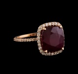 9.70 ctw Ruby and Diamond Ring - 14KT Rose Gold
