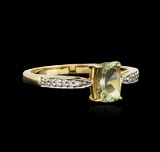 14KT Yellow Gold 0.79 ctw Green Tourmaline and Diamond Ring