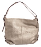 Coach Metallic Silver Pebbled Leather Shoulder Handbag