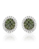 14k White Gold 0.47CTW Diamond and Green Dia Earrings, (SI/H)